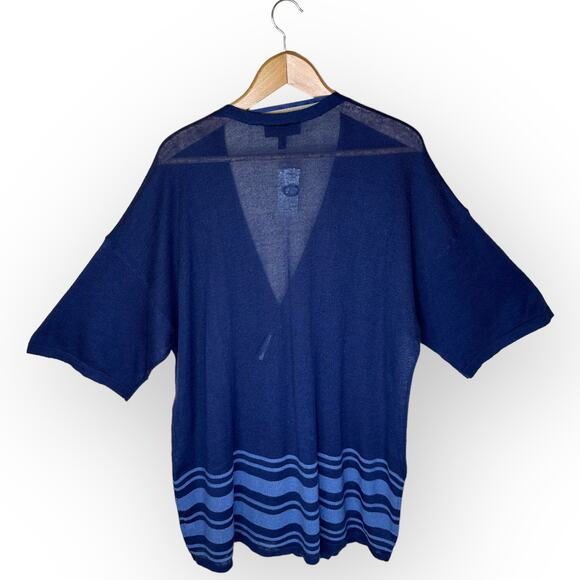 Lane Bryant New Short Sleeve Long Line Open Cardigan Sweater 18/20 Navy Blue - Picture 2 of 10